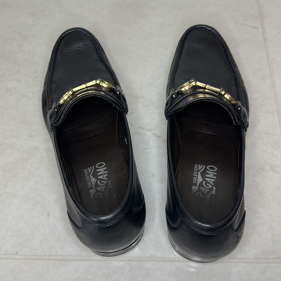 Salvatore Ferragamo Gancini-Bit Leather Loafers Black Men’s 8.5 - Picture 4 of 7